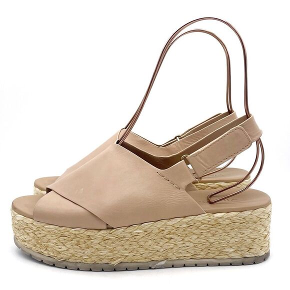 Vince Jesson Platform Sandals Nude Taupe Leather Cross Strap Flatform Size 8 - Picture 4 of 16